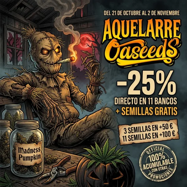 Oaseeds, Aquelarre: -25% directo en 11 bancos + semillas gratis, del 21 de octubre al 2 de noviembre
